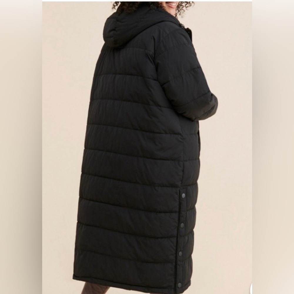 Free People & Universal Standard Black Long Quilted Puffer Coat with Hood - Picture 5 of 7